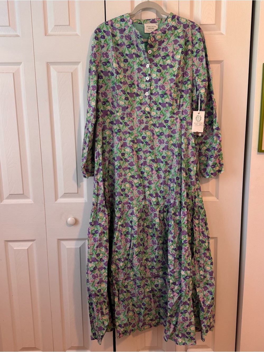 Tuckernuck Hyacinth House Green and Purple Floral Maxi Dress